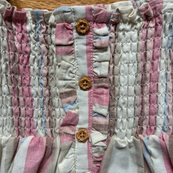 Janie and Jack Striped Linen Cotton Smocked Dress - Picture 2 of 5